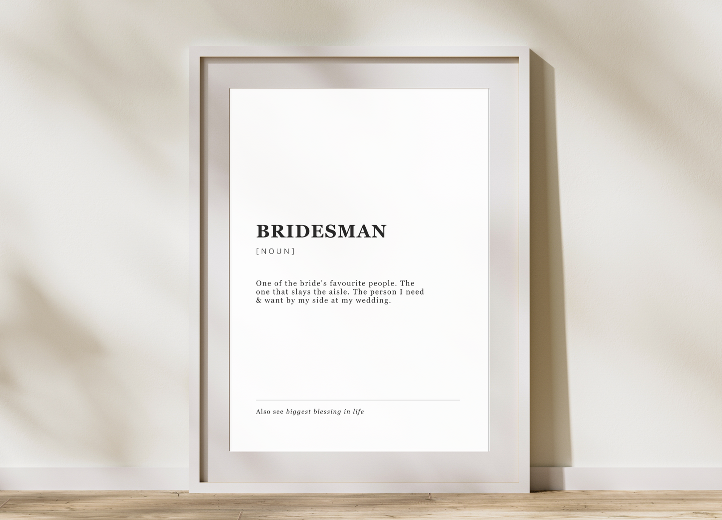 Bridesman Definition Art Card Poster Printable